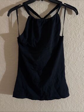 Michelle Nicole Black Cross-Back Halter Top